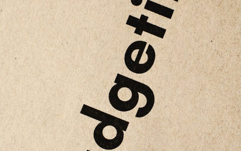 planejamento financeiro aposentadoria — Detailed close-up of the word 'Budgeting' printed on brown textured paper.